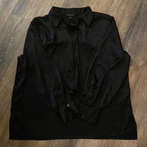 Banana Republic black dressy blouse with neck tie.